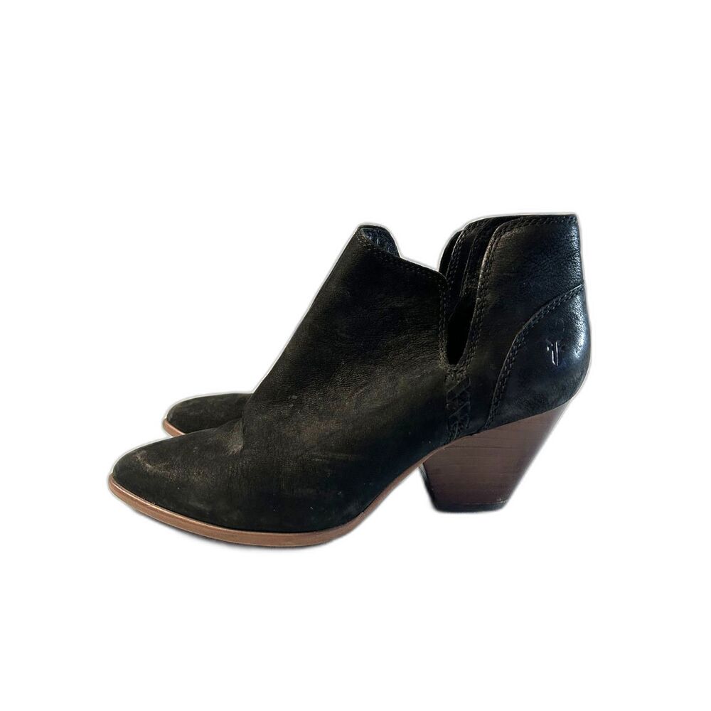 Frye Reina Black Leather Cut Out Ankle Boots Size